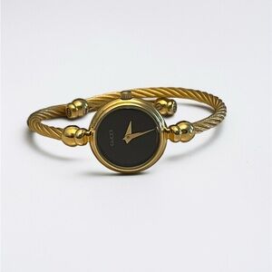 Gucci Twisted Gold and Black Bangle Watch